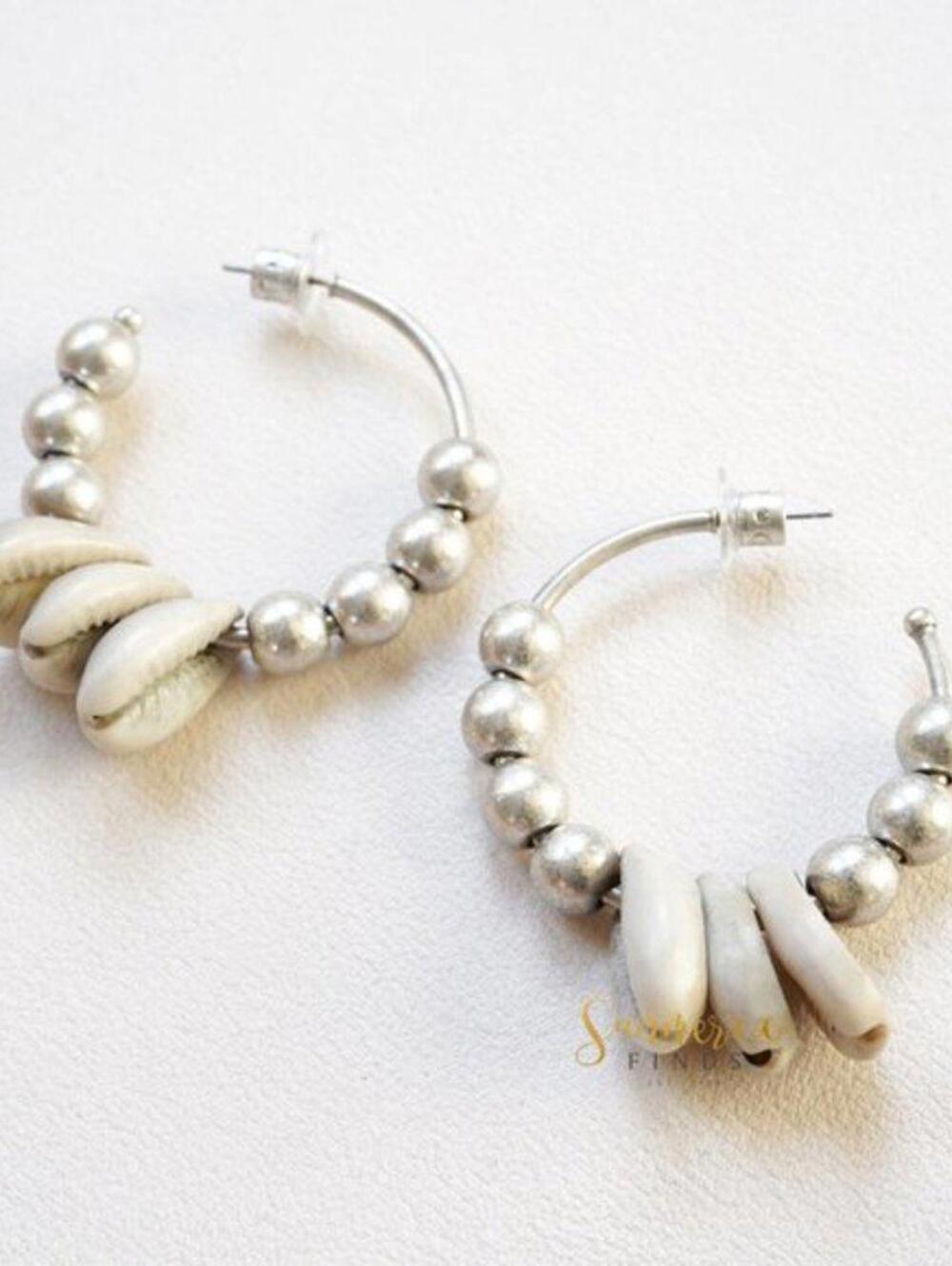 Dannijo Shell Beaded Hoop Earrings